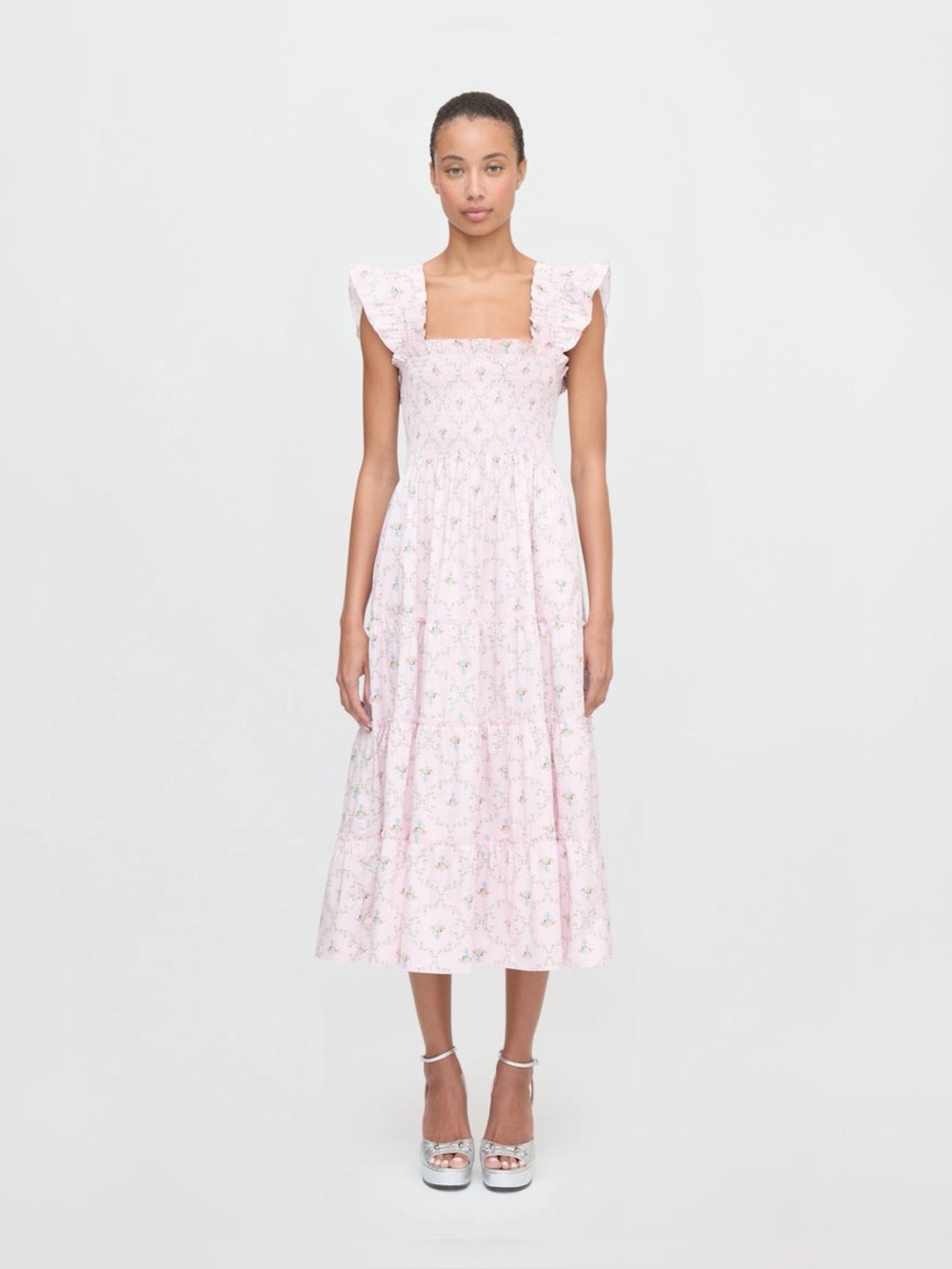 Hill House Home The Ellie Nap Dress Light Pink Trellis Size M